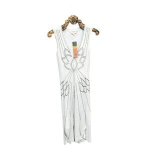 Tory Burch Dress Meris Beaded Art Deco Gatsby 1920 White Dress xs